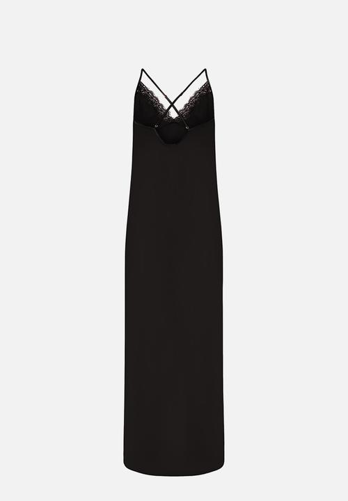 Hunkemoller - Slip dress long satin lace mya - caviar
