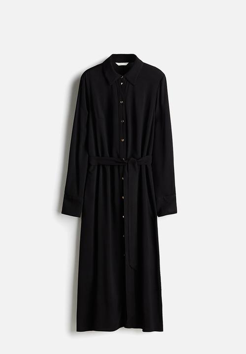 H&M - Tie-belt shirt dress - black