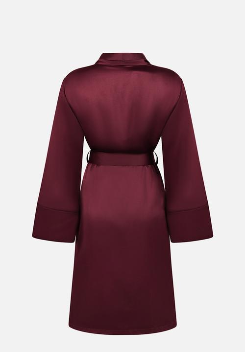 Hunkemoller - Robe long satin fleece - fig