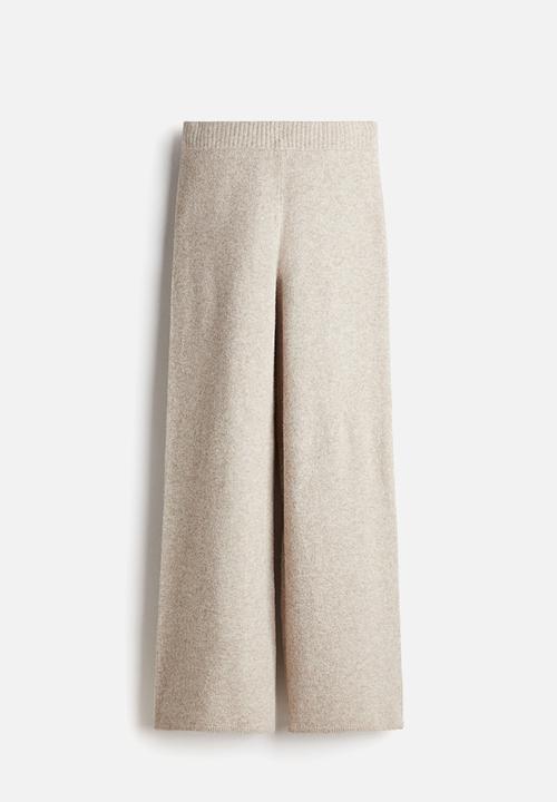 H&M - Knitted trousers -  light beige
