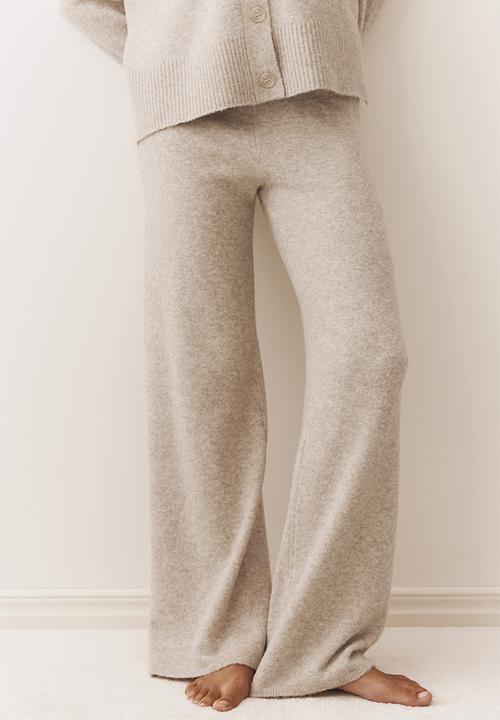 H&M - Knitted trousers -  light beige