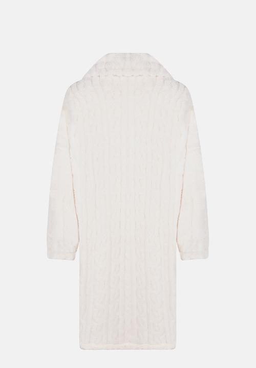 Hunkemoller - Poncho cable fleece - gardenia