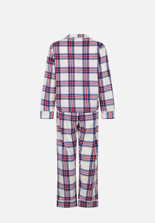 Hunkemoller - Pj ls polar fleece check - gardenia