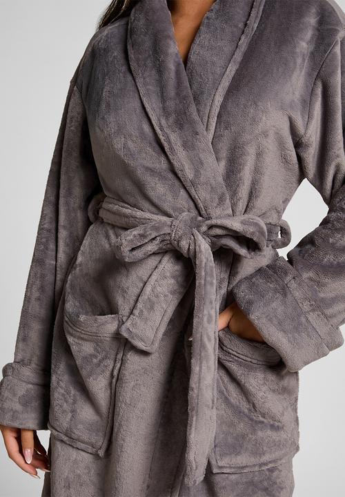 Hunkemoller - Robe long soft fleece - volcanic glass