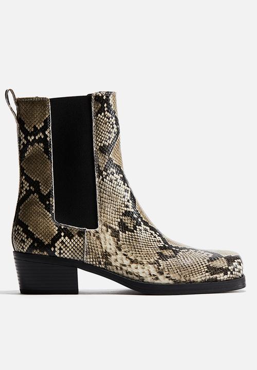 H&M - Square-toe chelsea boots - beige/snakeskin pattern
