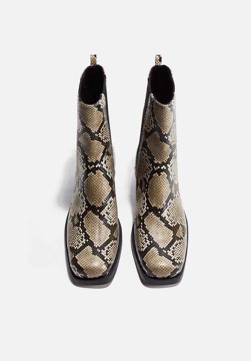 H&M - Square-toe chelsea boots - beige/snakeskin pattern