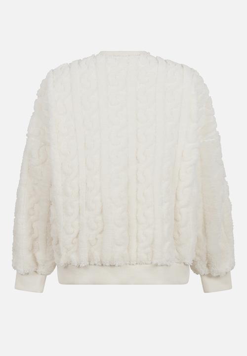 Hunkemoller - Top long sleeve cable fleece - gardenia