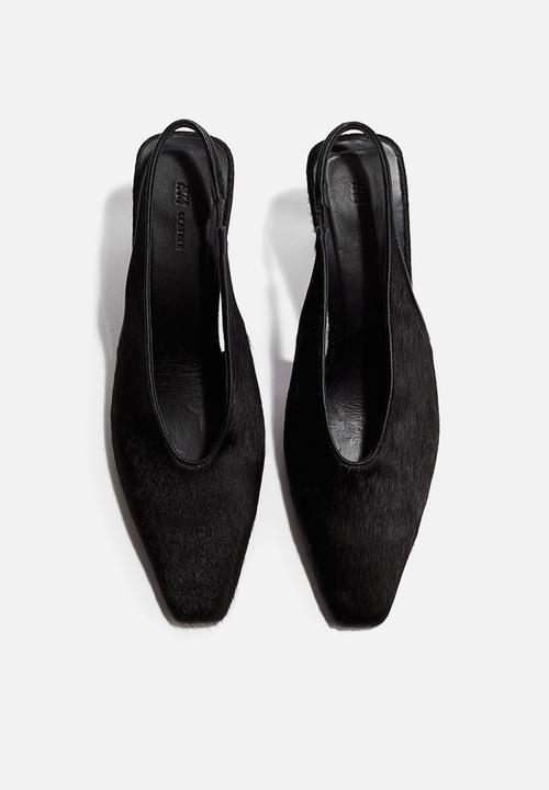 H&M - Heeled leather slingbacks - black