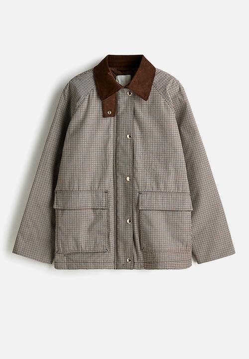 H&M - Corduroy-collar jacket - brown checked