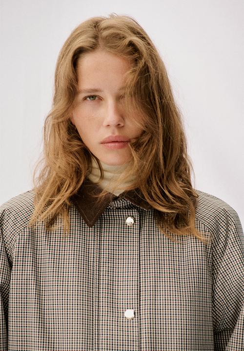 H&M - Corduroy-collar jacket - brown checked
