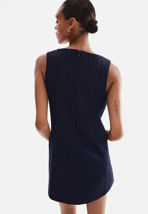 H&M - Shift dress - navy blue/pinstriped