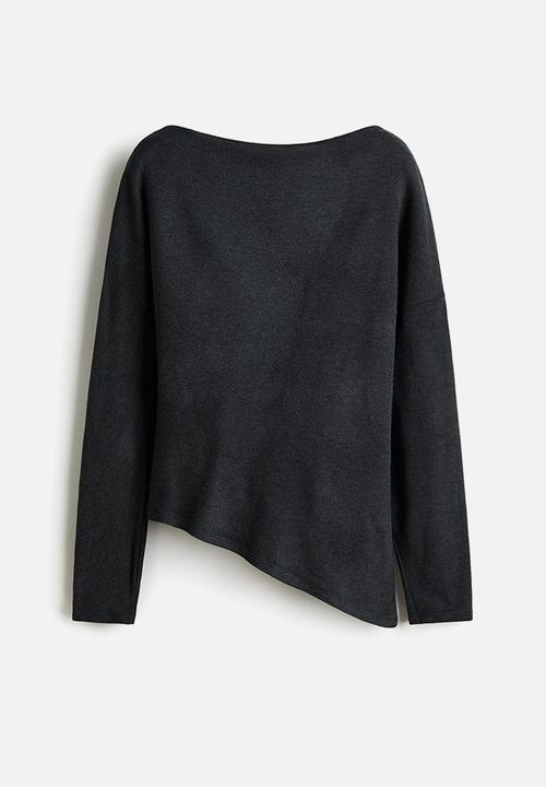 H&M - Asymmetric jersey top - dark grey