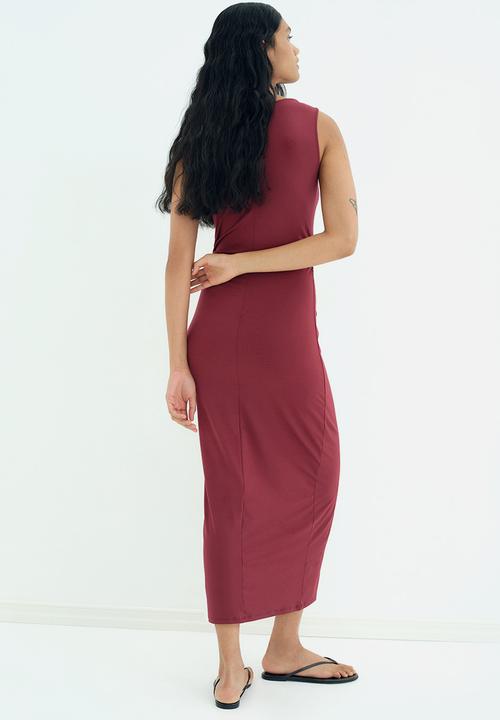 H&M - Drawstring-detail dress - burgundy 