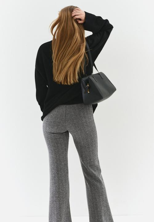 H&M - Flared trousers - black & grey patterned