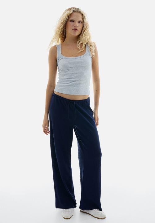 H&M - Waffled jersey trousers - navy blue