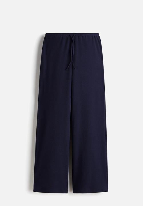 H&M - Waffled jersey trousers - navy blue