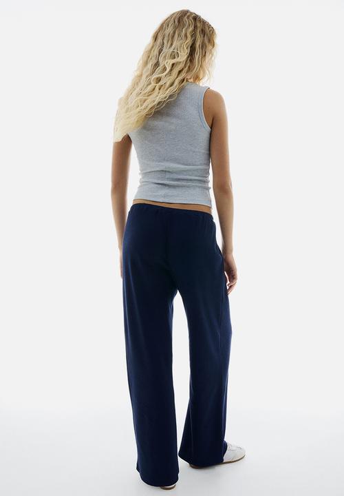 H&M - Waffled jersey trousers - navy blue
