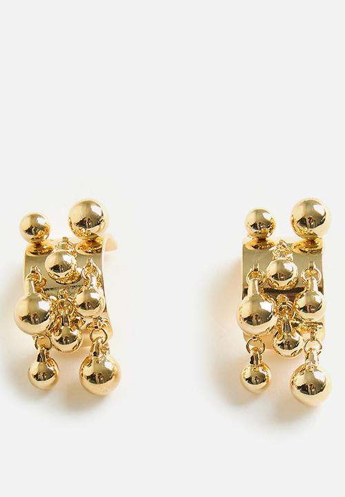 Tessa Design - Delaney Metal Bead Cluster Pin Earrings - Gold