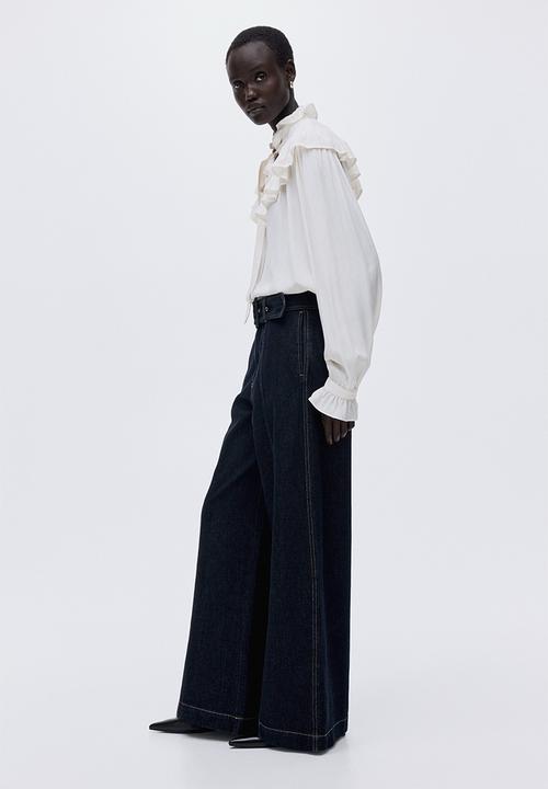 H&M - Wide high jeans - dark denim blue