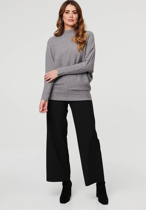 Izabel London - Batwing Ribbed Easy Wearing Knitwear Jersey - Grey