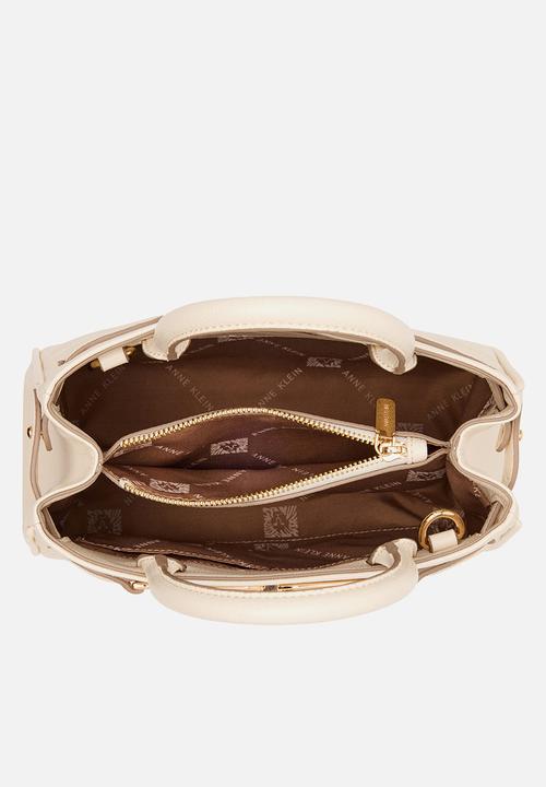 Anne Klein - China Midi Satchel W/ Detachable Strap Bag - Pearl White