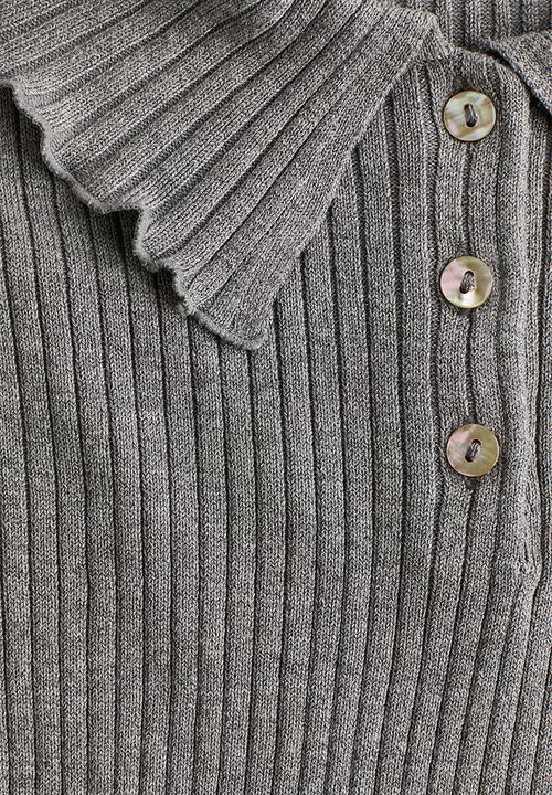 H&M - Rib-knit polo jumper - grey marl