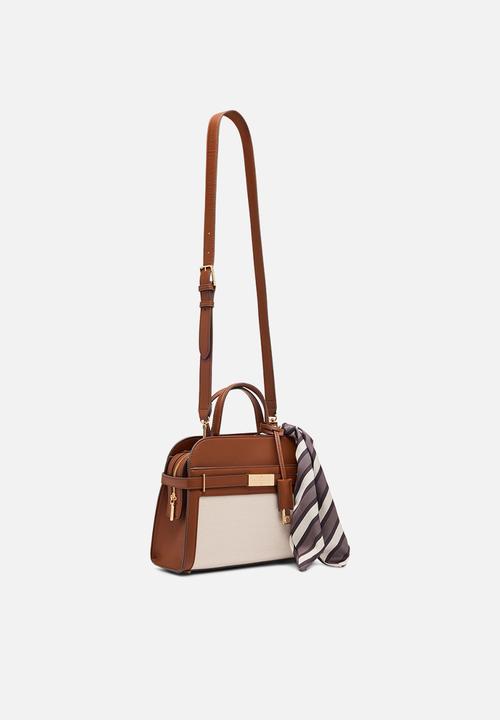 Anne Klein - Cambodia Medium Satchel W/ Detachable Strap Bag -Tan/Cream