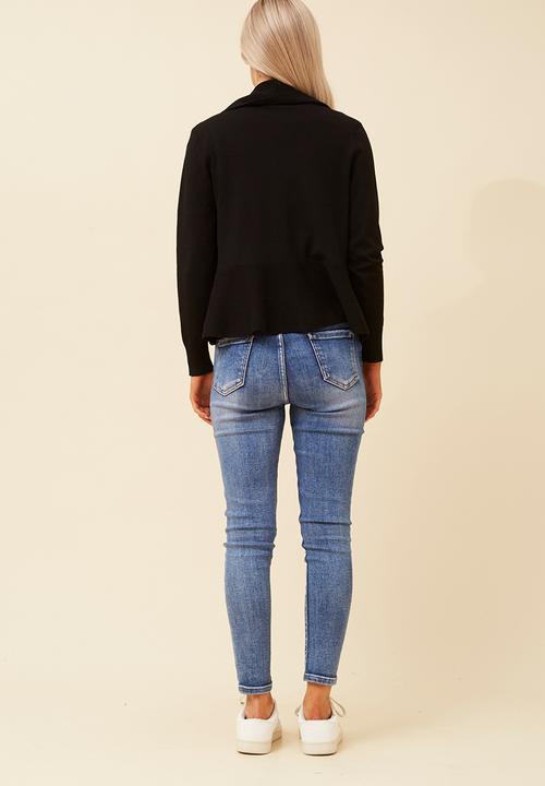 Stella Morgan - Long Sleeve Waterfall Knitwear Cardigan - Black