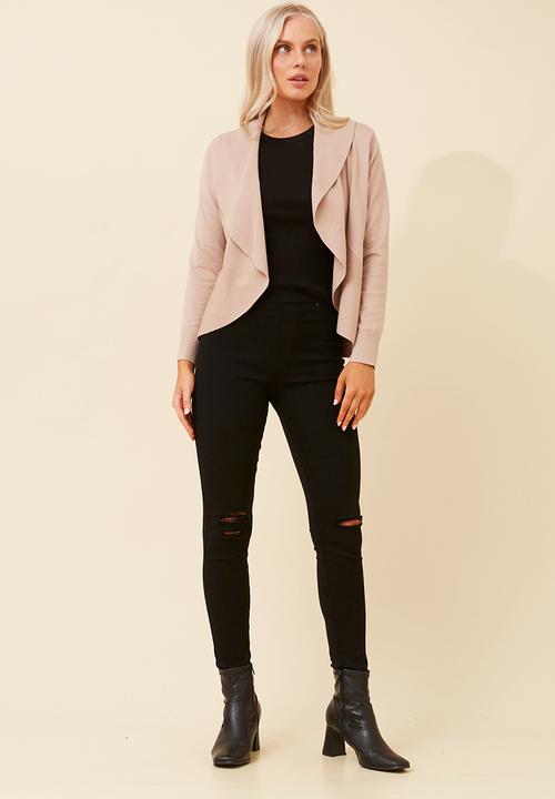 Stella Morgan - Long Sleeve Waterfall Knitwear Cardigan - Clay