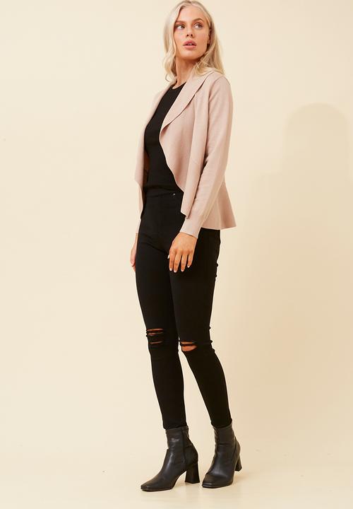 Stella Morgan - Long Sleeve Waterfall Knitwear Cardigan - Clay