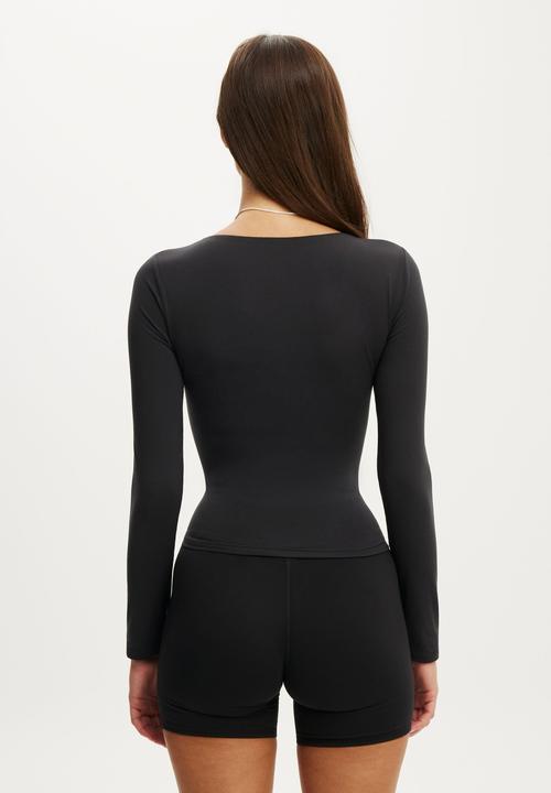 Cotton On - Ultra Soft Scoop Neck Long Sleeve - Black