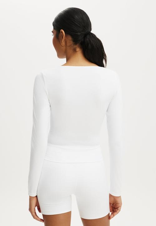 Cotton On - Ultra Soft Scoop Neck Long Sleeve - White