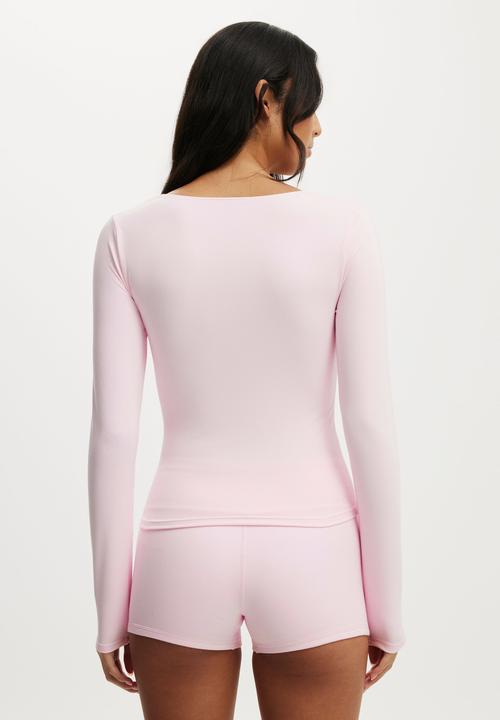 Cotton On - Ultra Soft Scoop Neck Long Sleeve - Cherry Dream