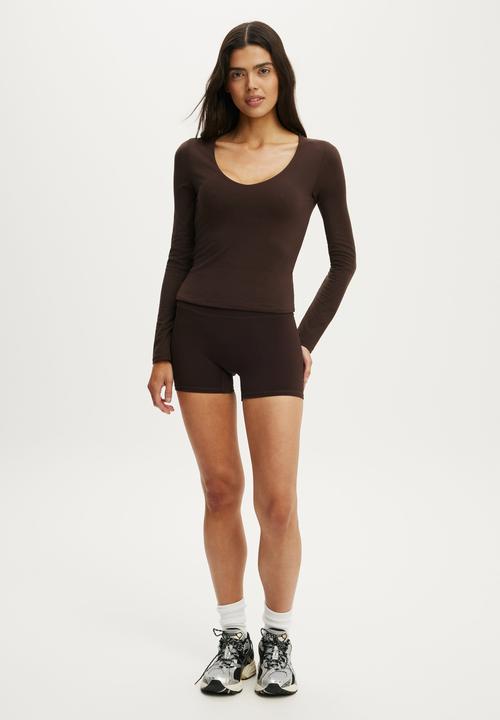 Cotton On - Ultra Soft Scoop Neck Long Sleeve - French Roast