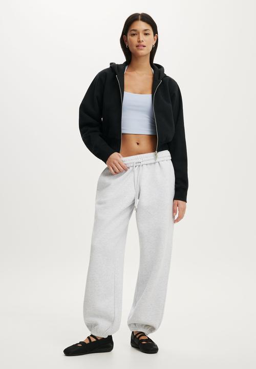 Cotton On - Plush Relaxed Zip Through Hoodie - Black