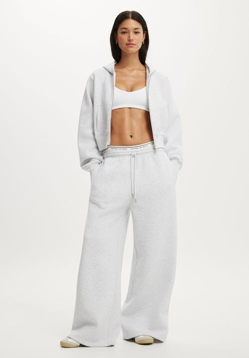 Cotton On - Plush Relaxed Zip Through Hoodie - Cloudy Grey Marle