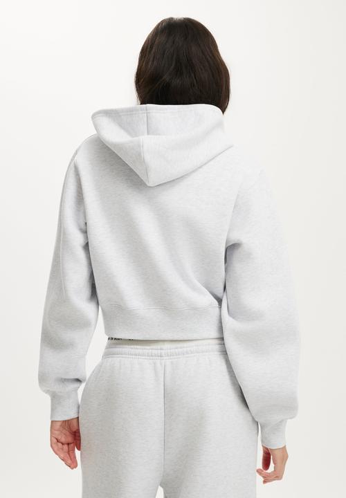 Cotton On - Plush Relaxed Zip Through Hoodie - Cloudy Grey Marle