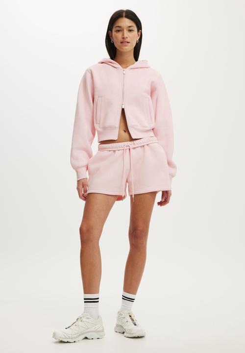 Cotton On - Plush Relaxed Zip Through Hoodie - Cherry Dream