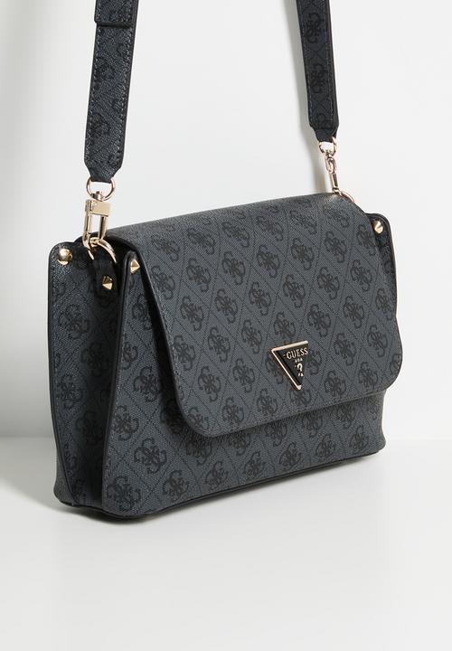 GUESS - Meridian ii flap crossbody bag- coal logo
