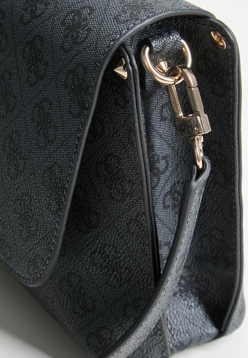 GUESS - Meridian ii flap crossbody bag- coal logo