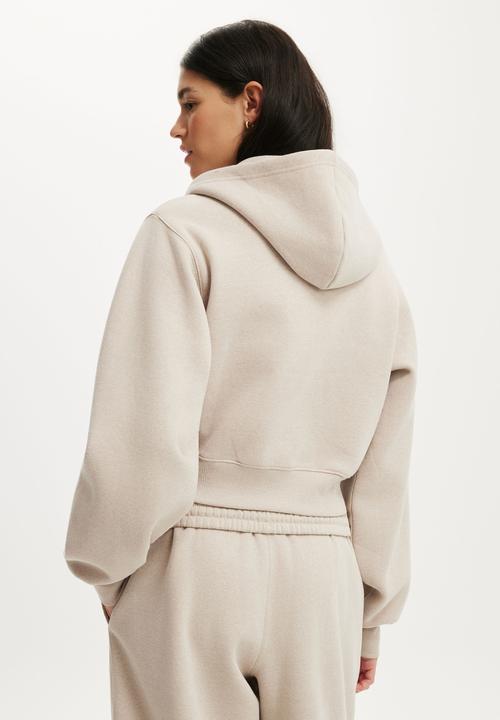 Cotton On - Plush Relaxed Zip Through Hoodie - Sesame Marle