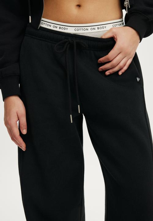 Cotton On - Plush Adjustable Balloon Sweatpant - Black