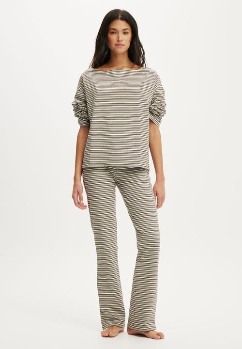 Cotton On - Dreamy soft boatneck long sleeve - jamie stripe seagrass