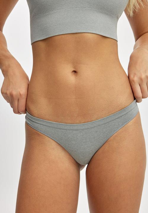Cotton On - Seamless low rise g-string brief - grey marle