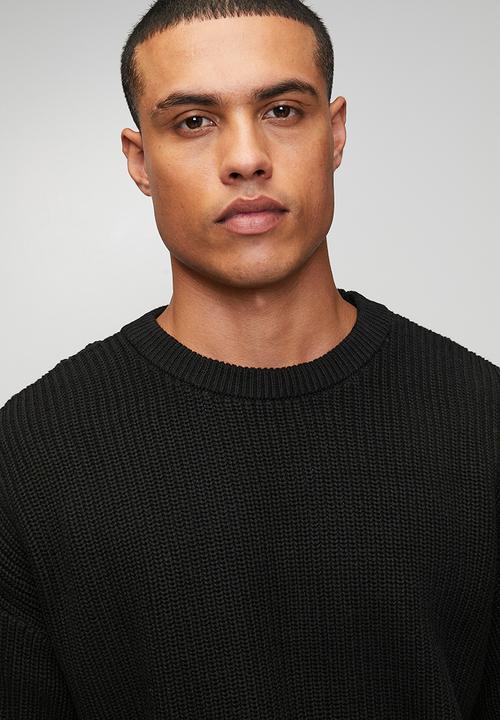 Cotton On - Box Fit Crew Knit - Jet Black