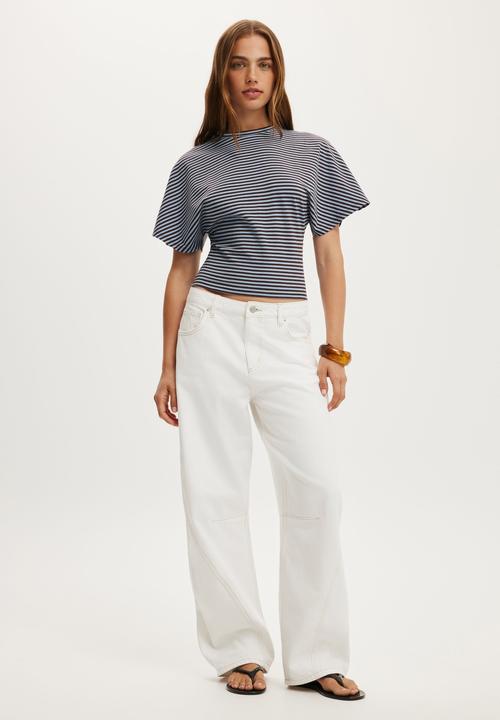 Cotton On - Blair batwing short sleeve tee - madi stripe cosmic star/dark oak