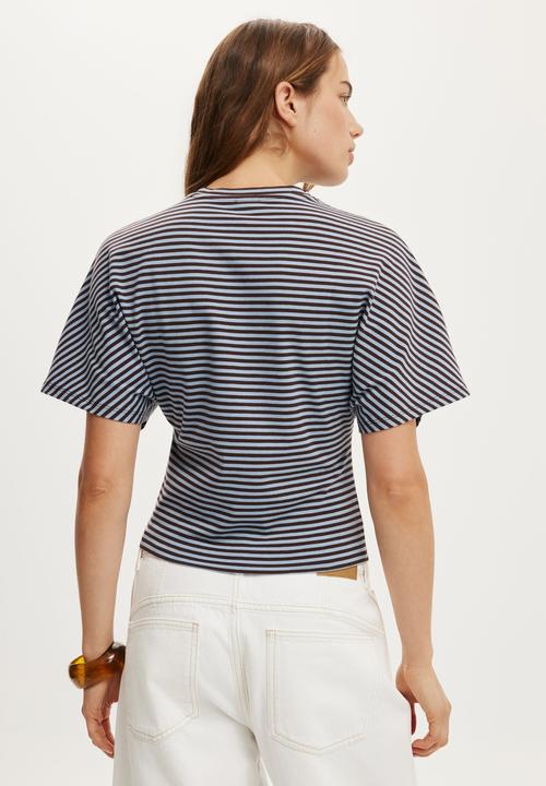 Cotton On - Blair batwing short sleeve tee - madi stripe cosmic star/dark oak