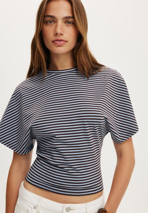 Cotton On - Blair batwing short sleeve tee - madi stripe cosmic star/dark oak