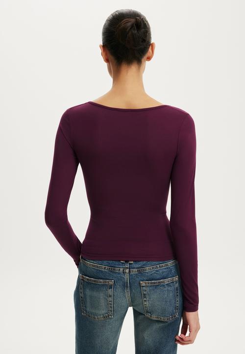 Cotton On - Hold me long sleeve - blackberry belle
