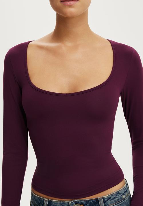 Cotton On - Hold me long sleeve - blackberry belle